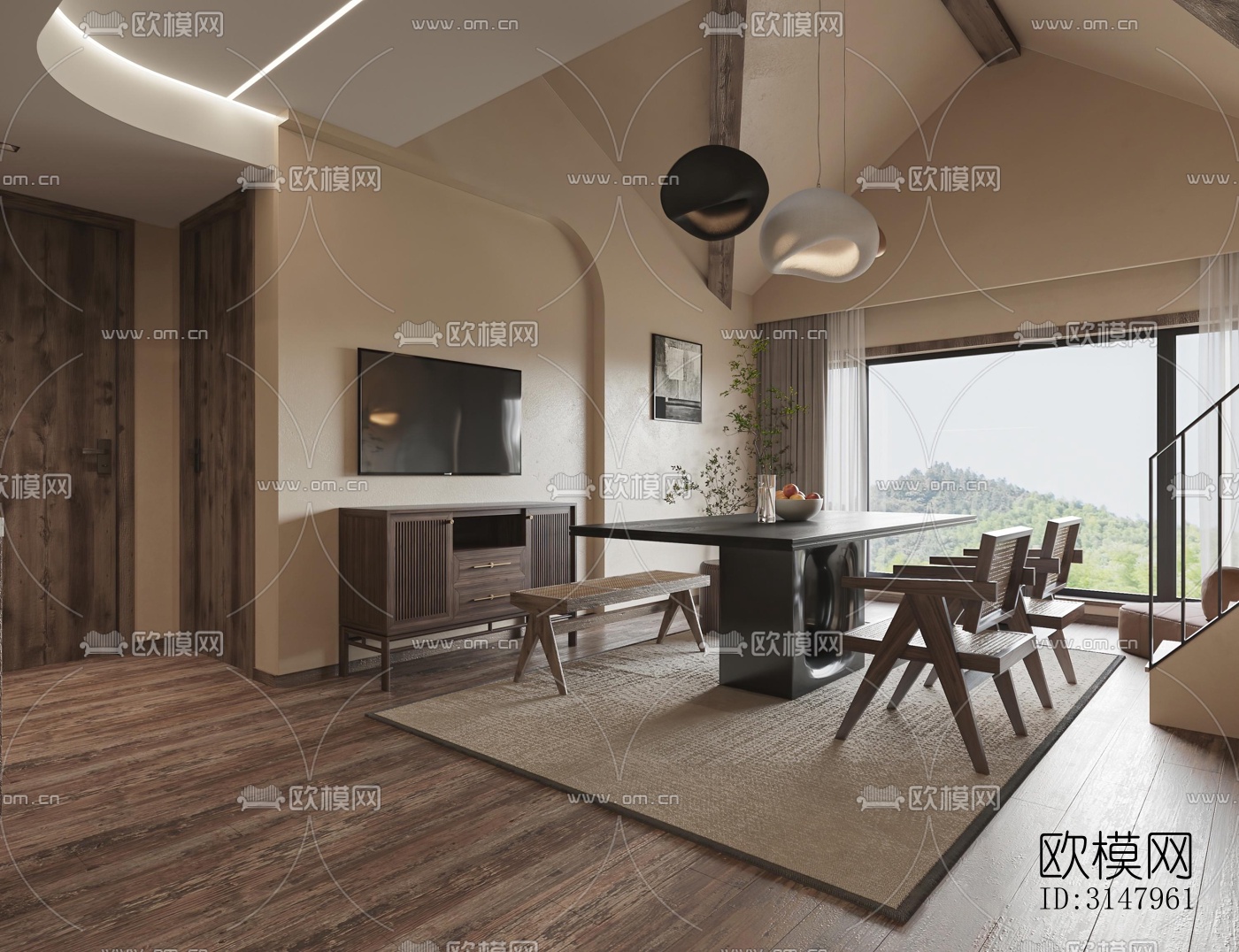 侘寂酒店民宿效果图下载（渲染图3）