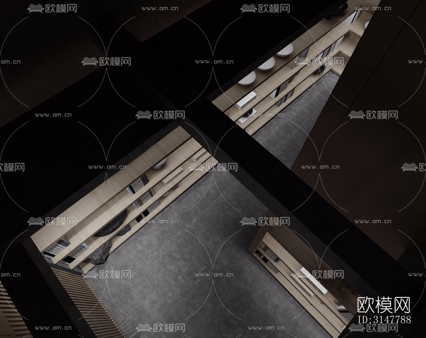 高级灰图书馆效果图下载（渲染图7）