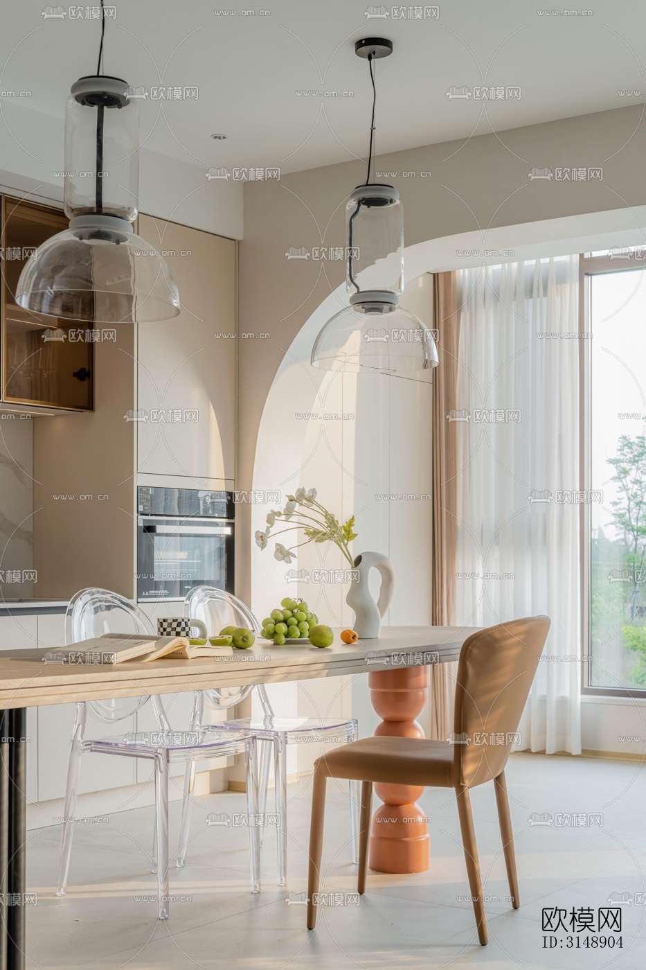 奶油风平层效果图下载（渲染图4）