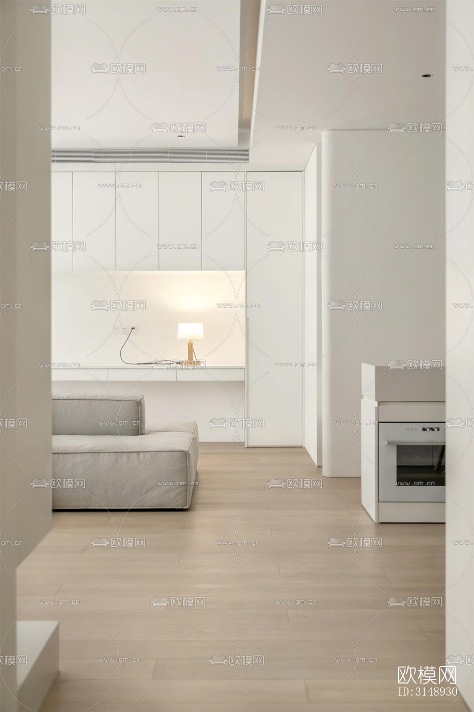 奶油风平层效果图下载（渲染图5）