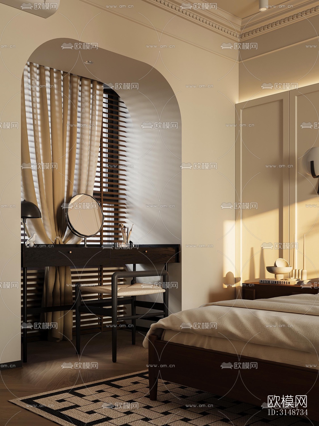 中古风平层效果图下载（渲染图4）