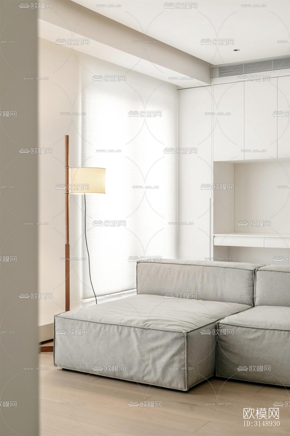 奶油风平层效果图下载（渲染图4）