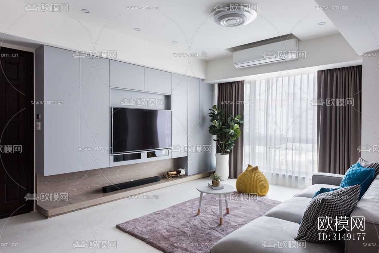 现代平层效果图下载（渲染图5）