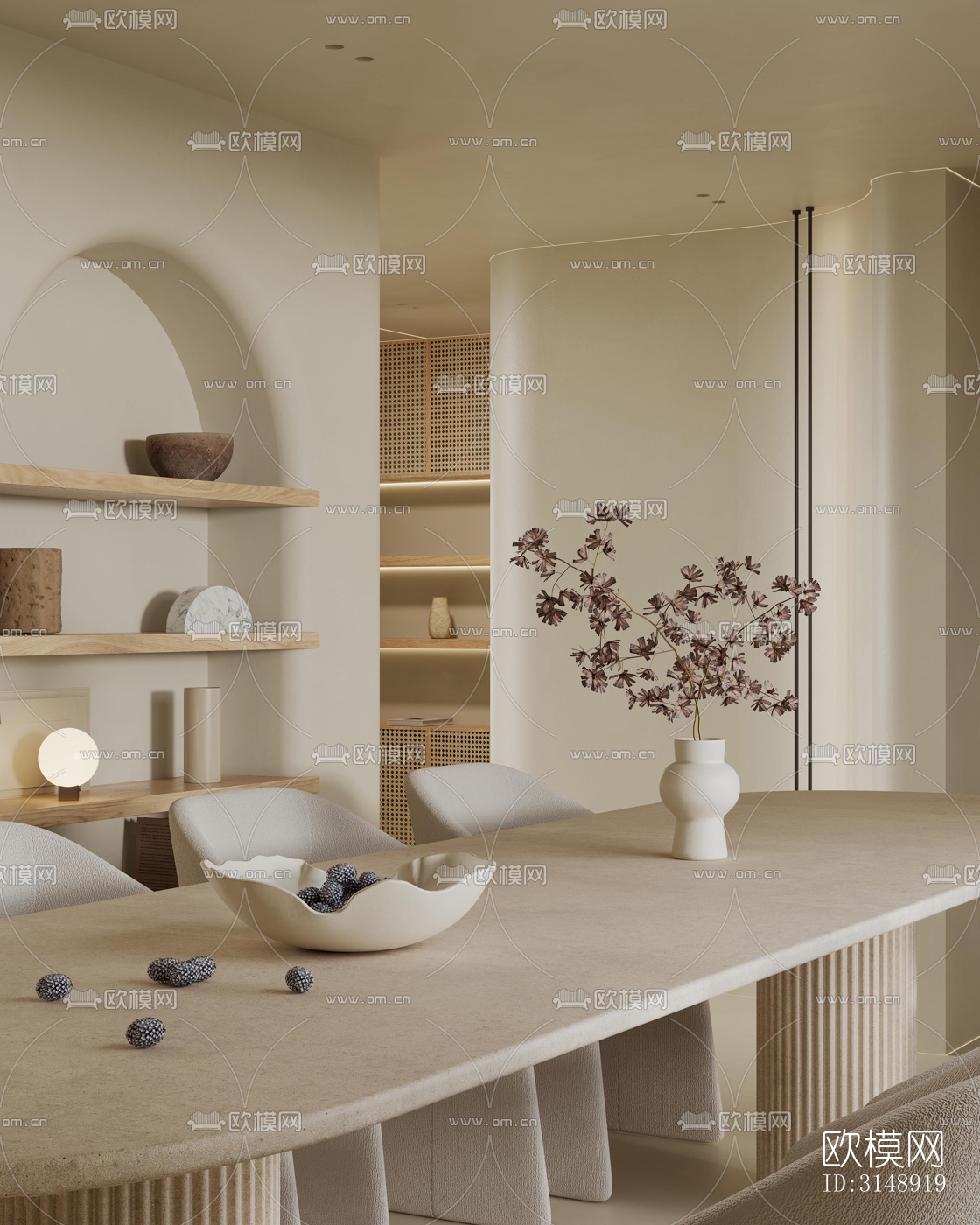 奶油风平层效果图下载（渲染图16）