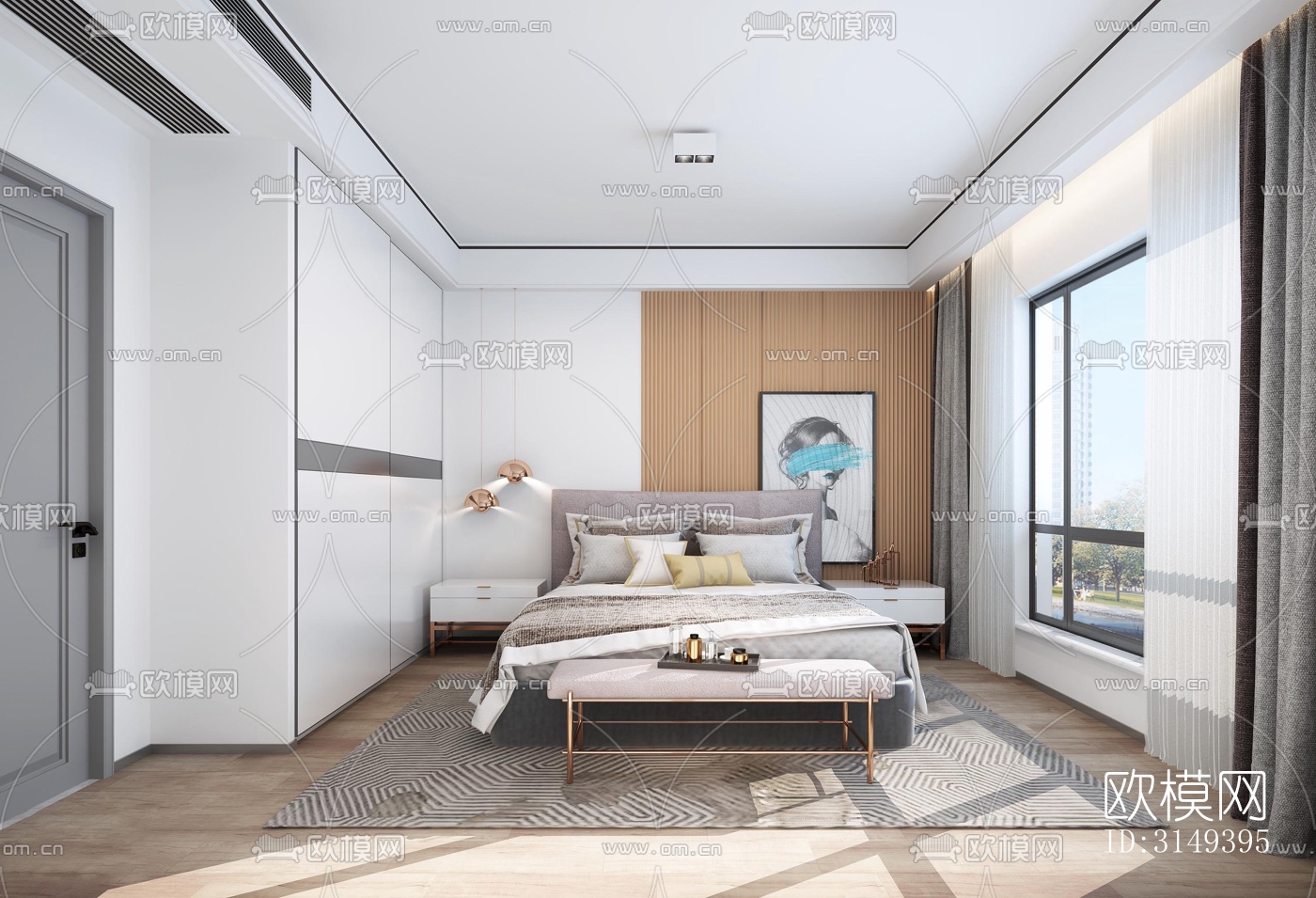 现代平层效果图下载（渲染图6）