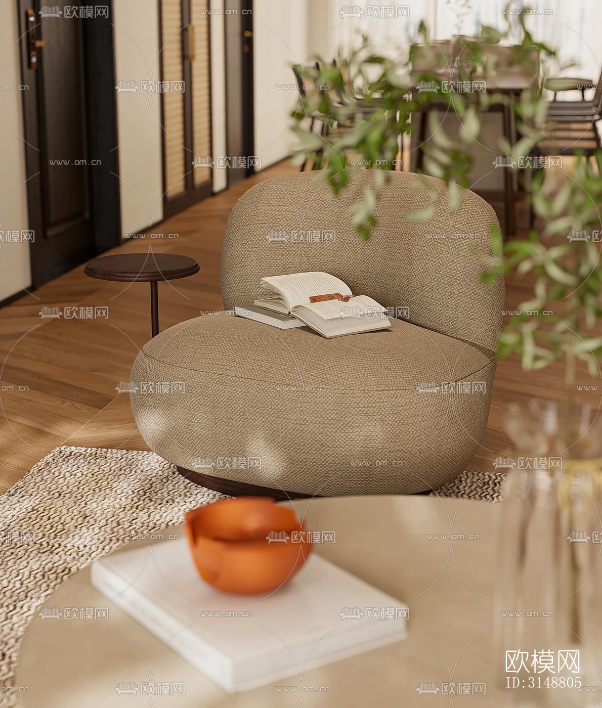 侘寂平层效果图下载（渲染图6）