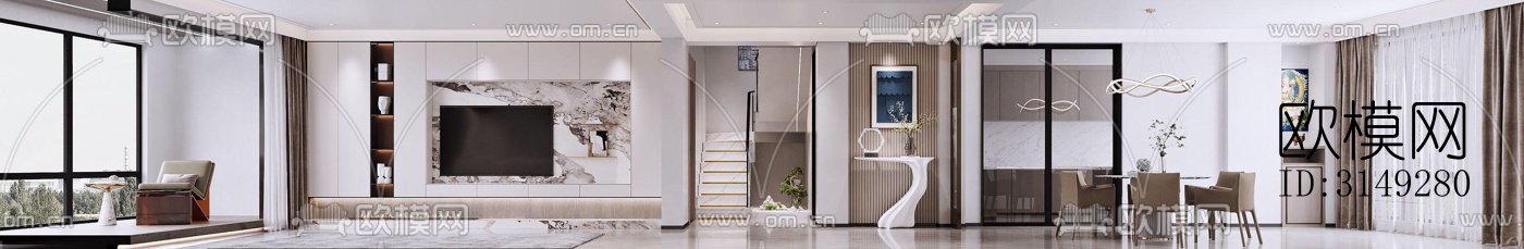 现代平层效果图下载（渲染图13）