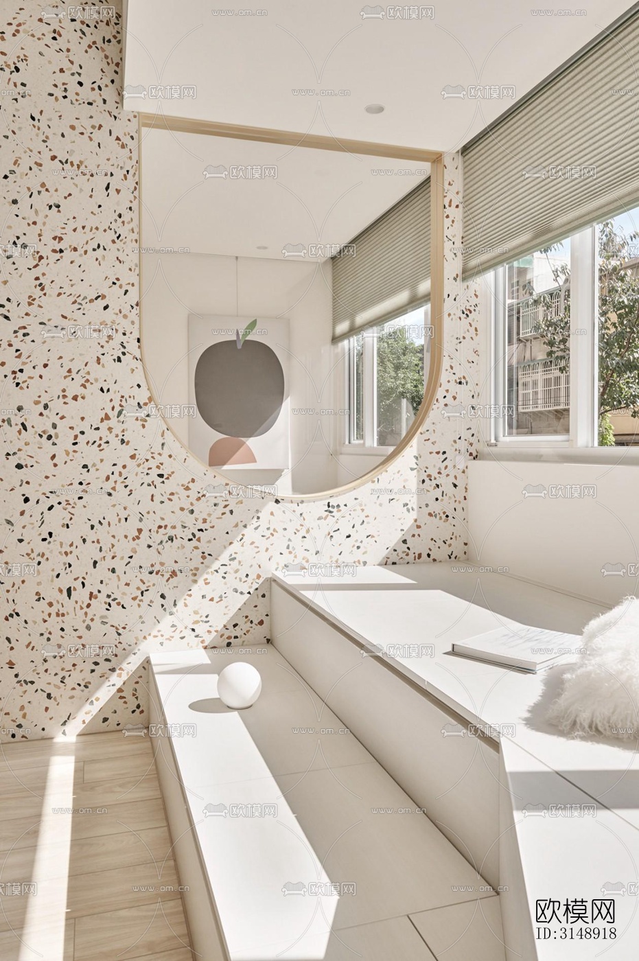 奶油风平层效果图下载（渲染图4）