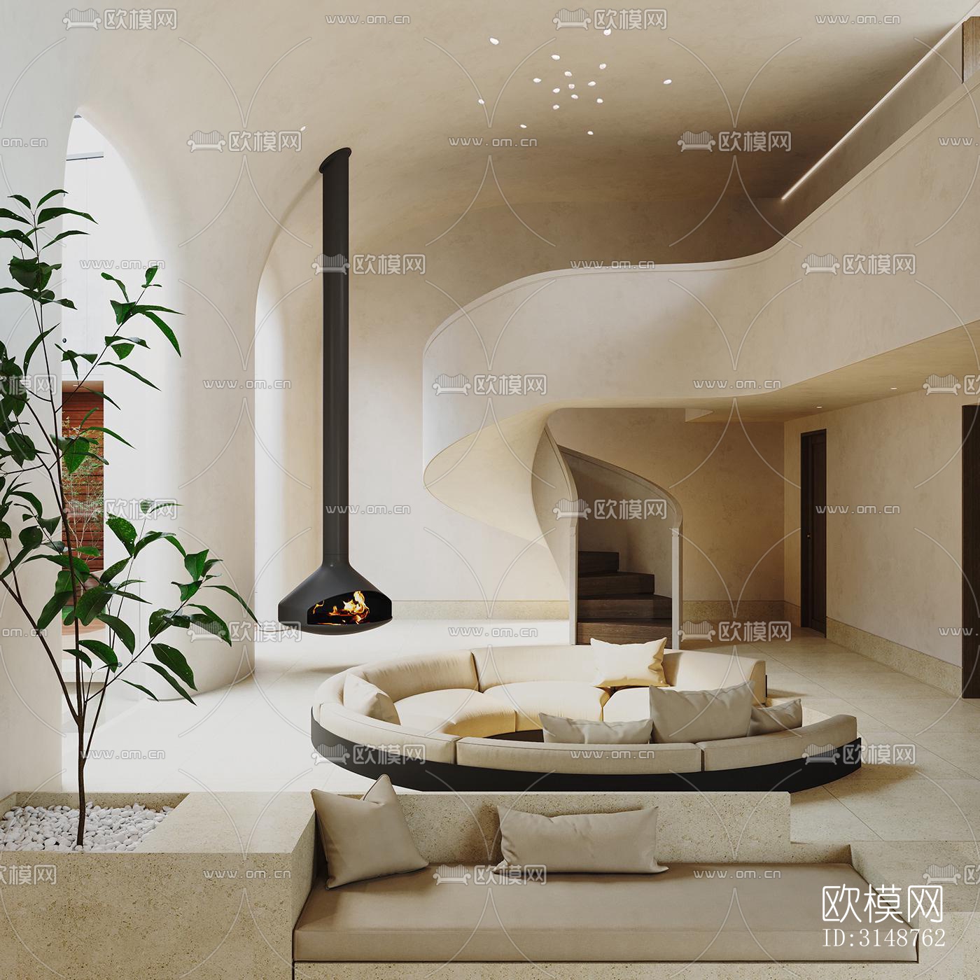 侘寂平层效果图下载（渲染图2）