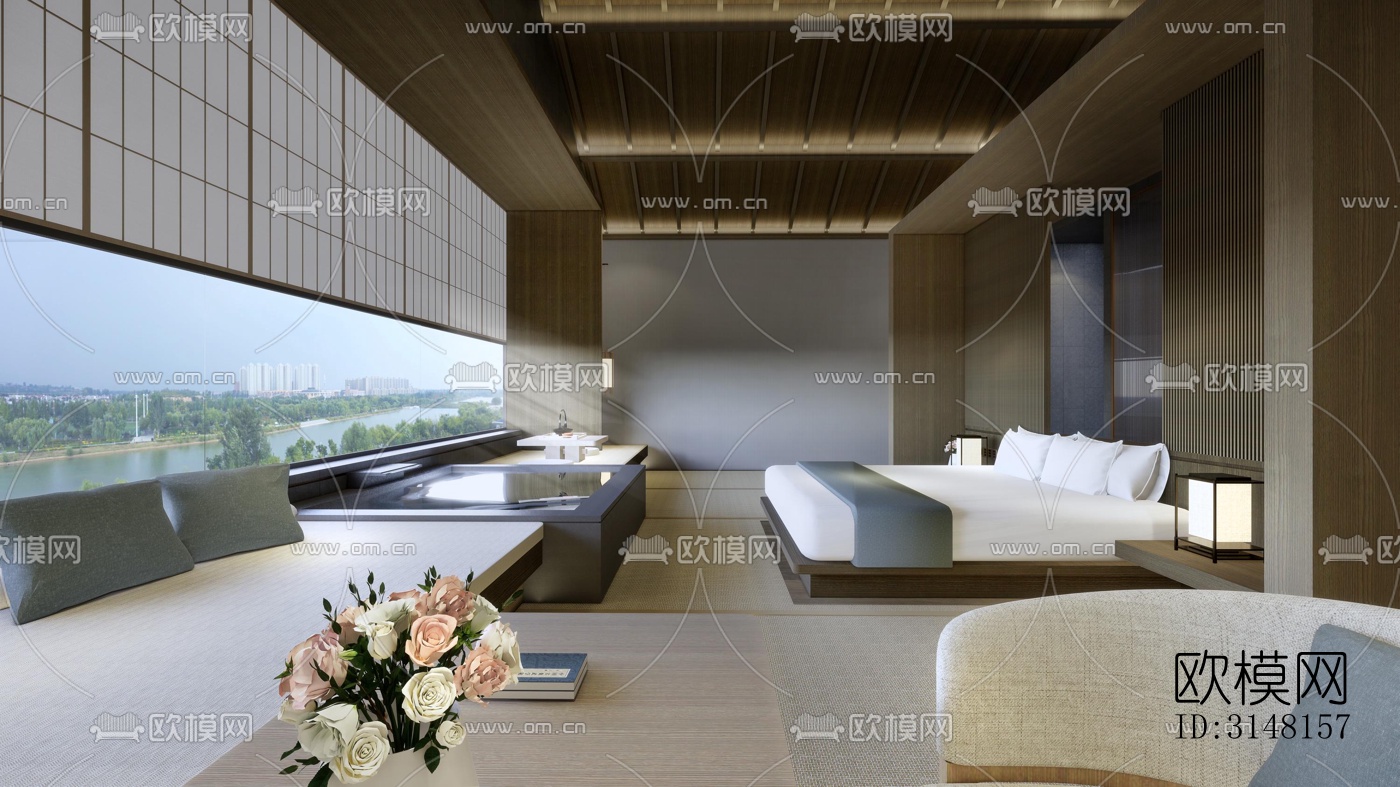 现代酒店民宿效果图下载（渲染图4）