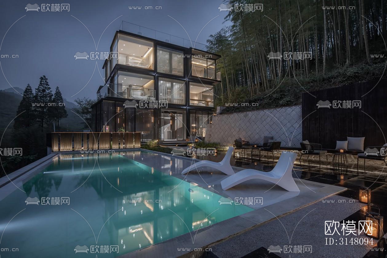 现代酒店民宿效果图下载（渲染图17）