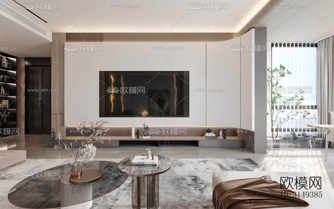 现代平层效果图下载（渲染图8）