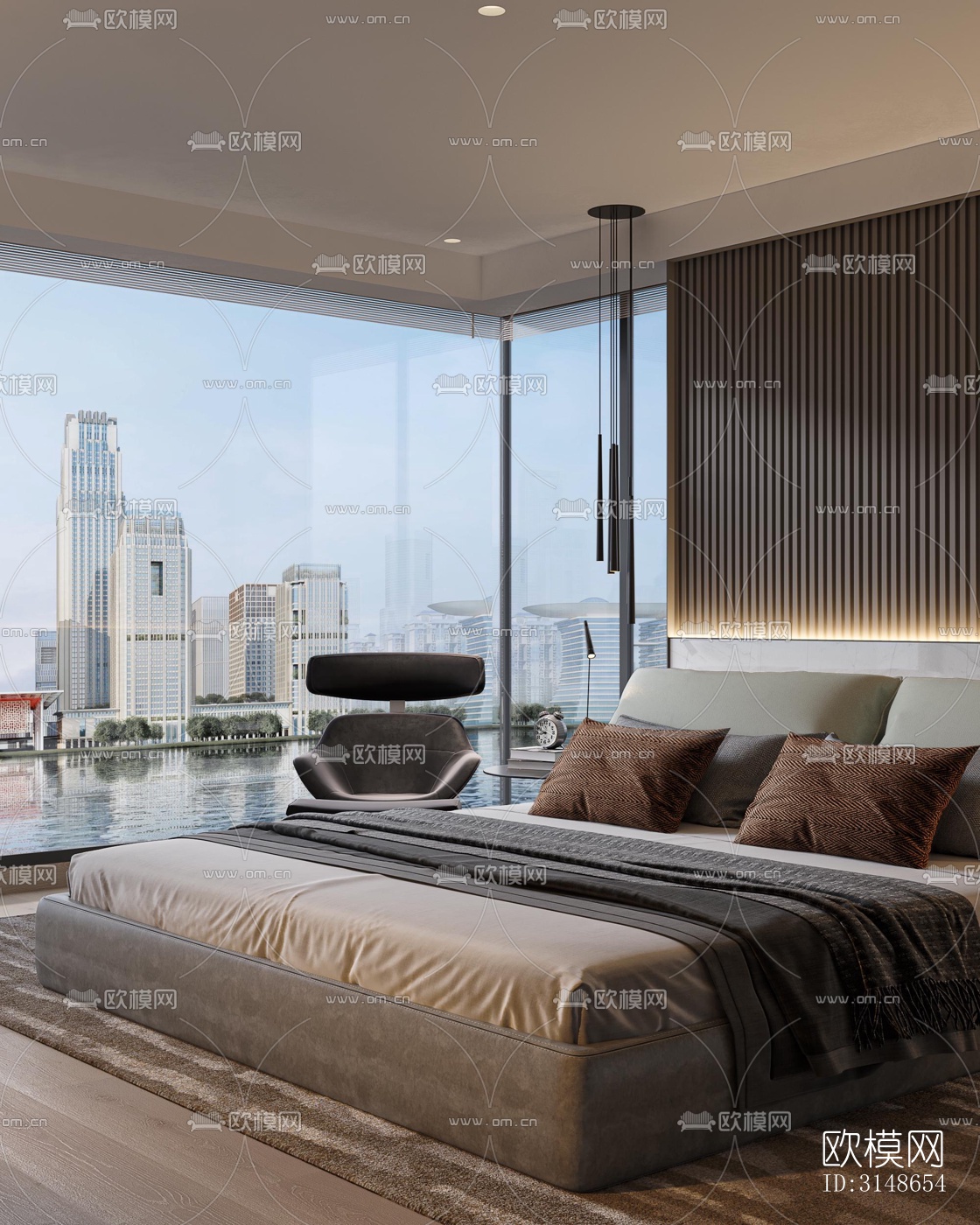 现代大平层效果图下载（渲染图19）