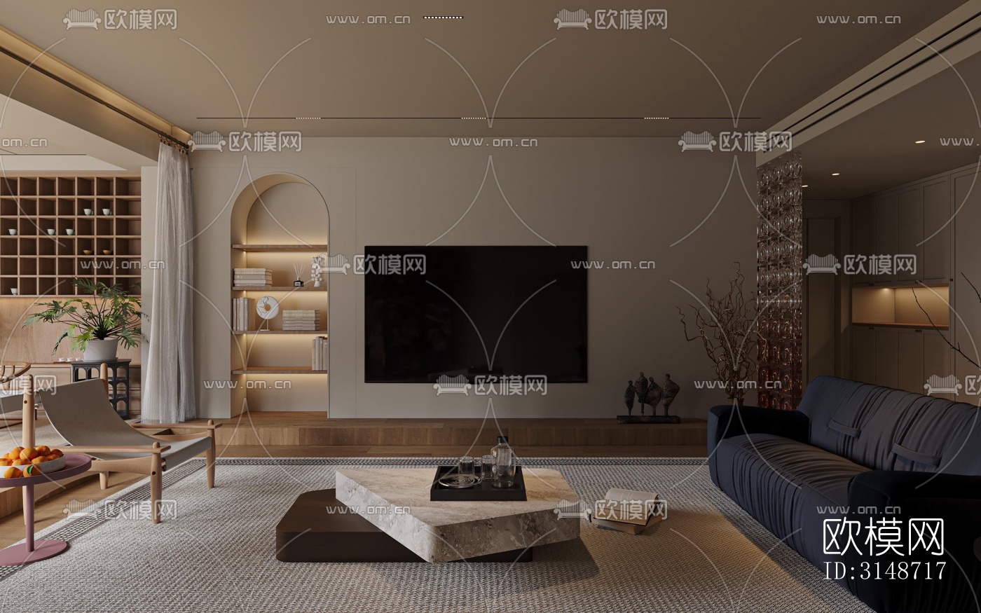 中古风平层效果图下载（渲染图7）