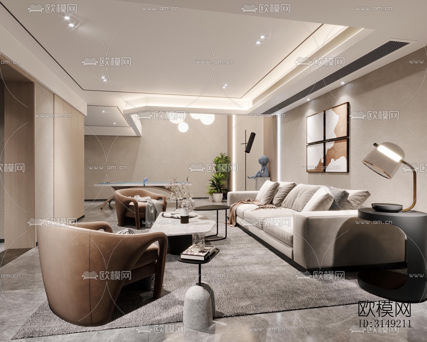 现代平层效果图下载（渲染图3）