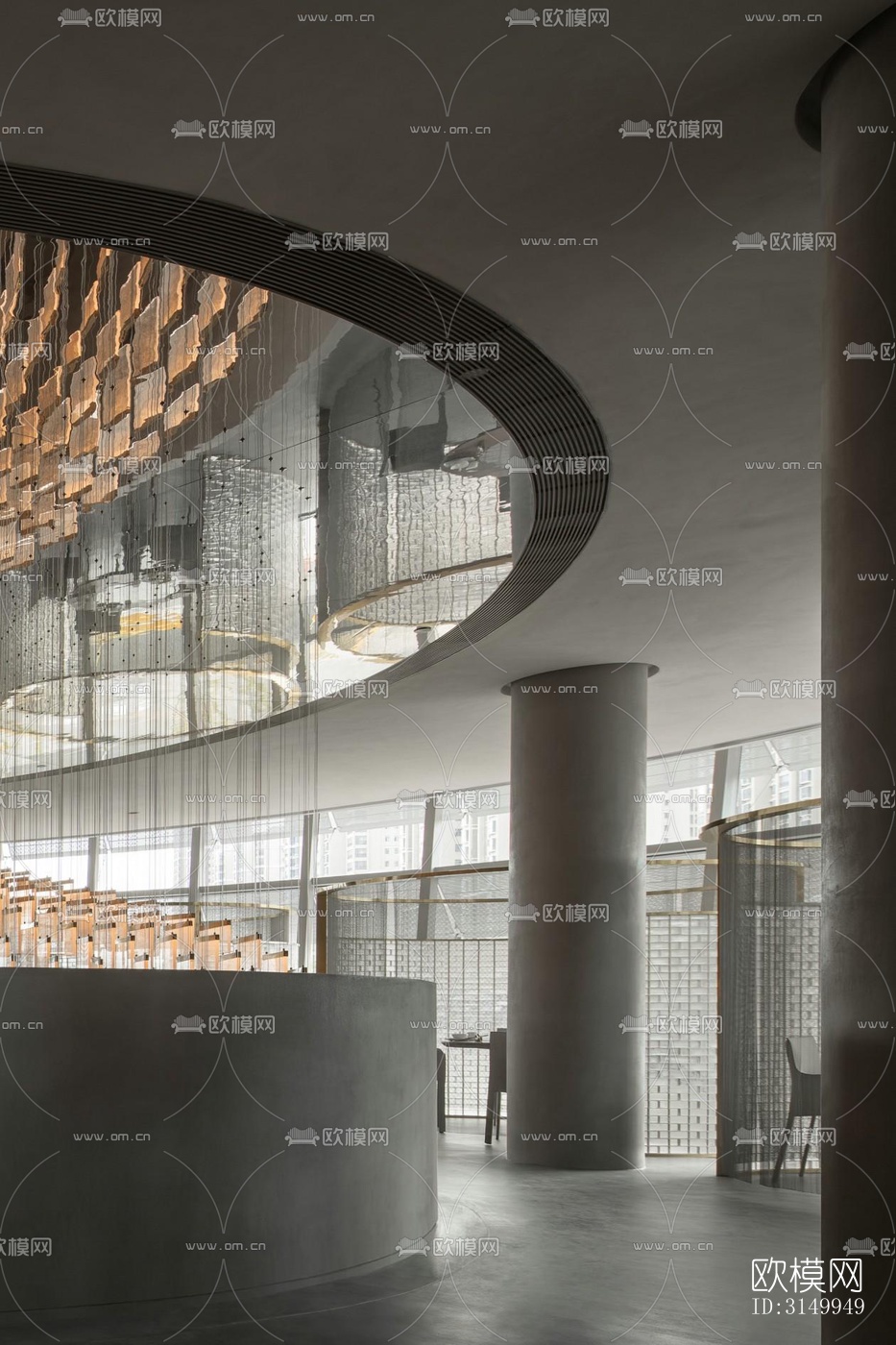 高级灰火锅烤肉效果图下载（渲染图9）