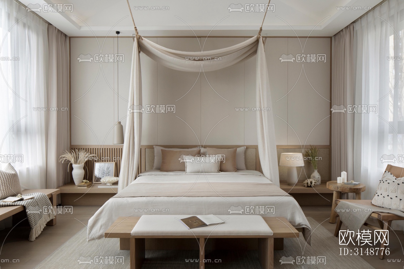 侘寂平层效果图下载（渲染图1）