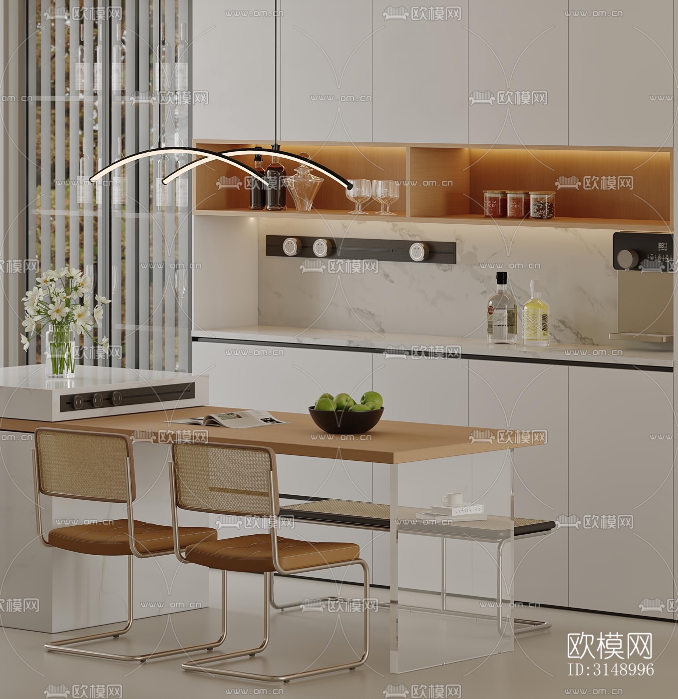 奶油风平层效果图下载（渲染图2）