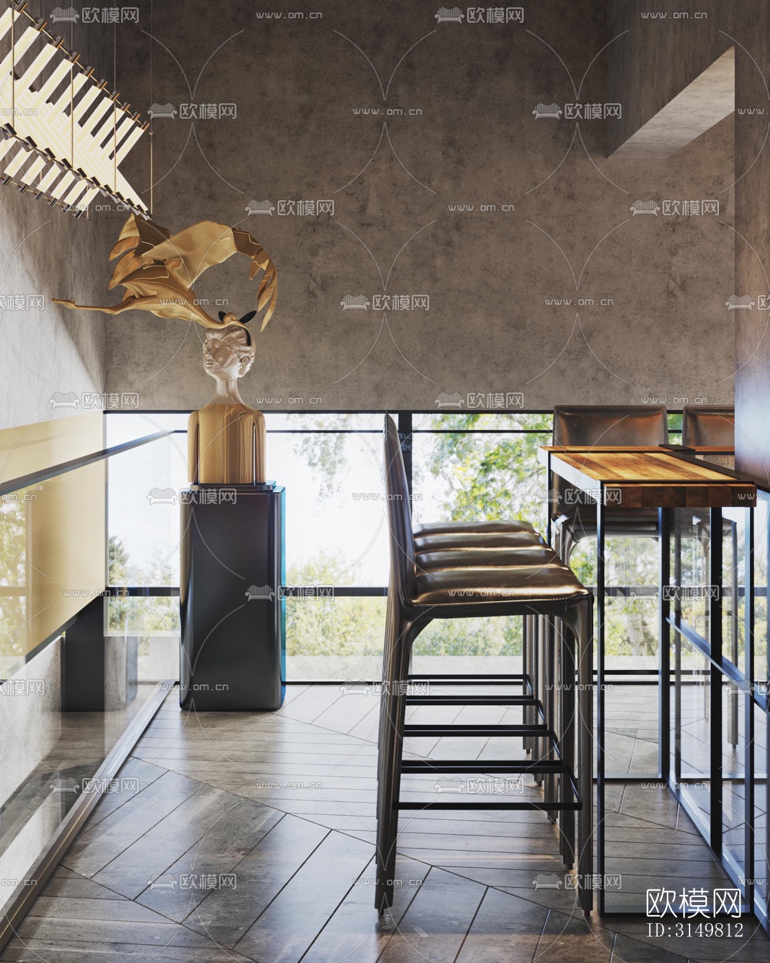 工业风咖啡奶茶效果图下载（渲染图3）