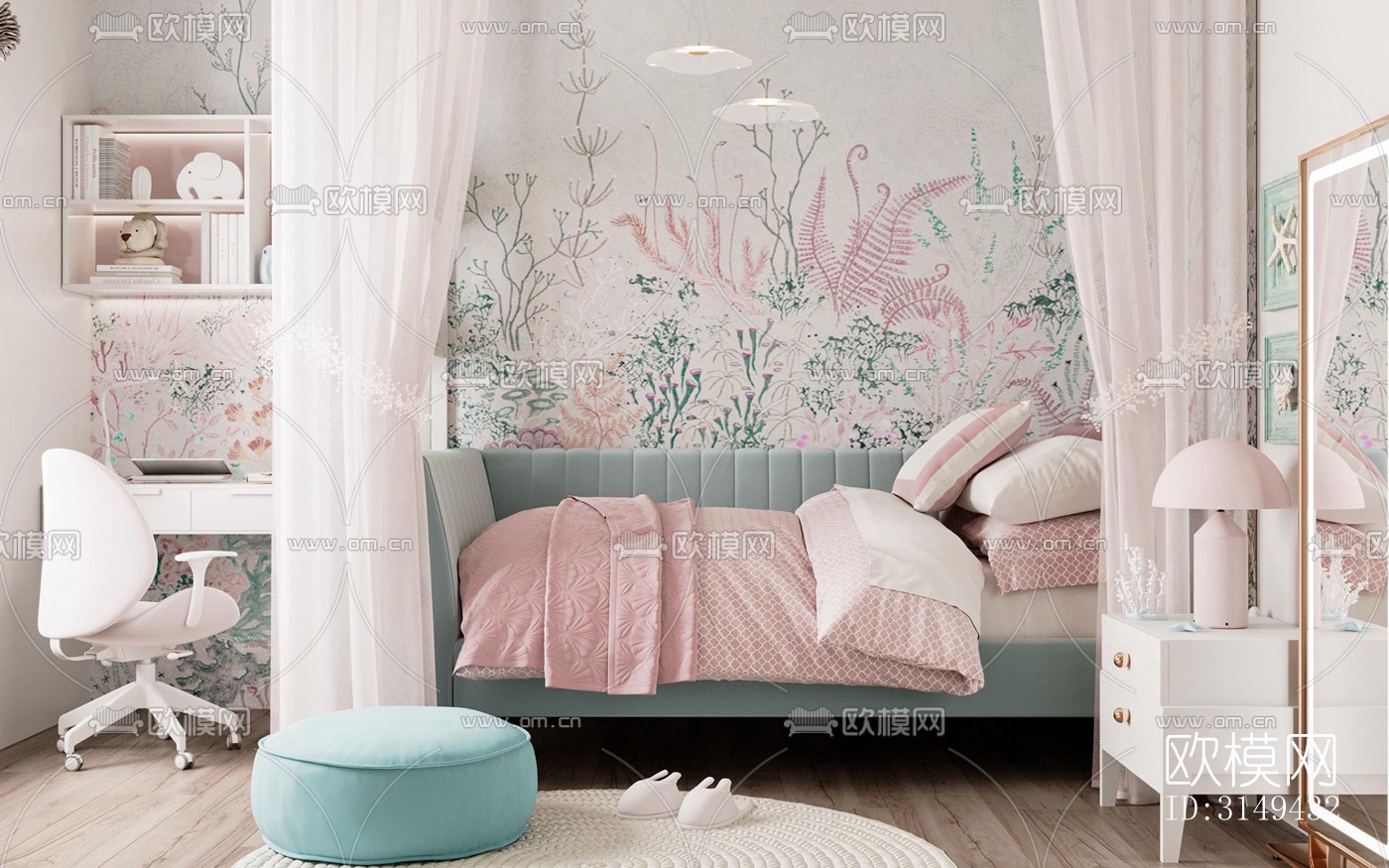 现代平层效果图下载（渲染图6）