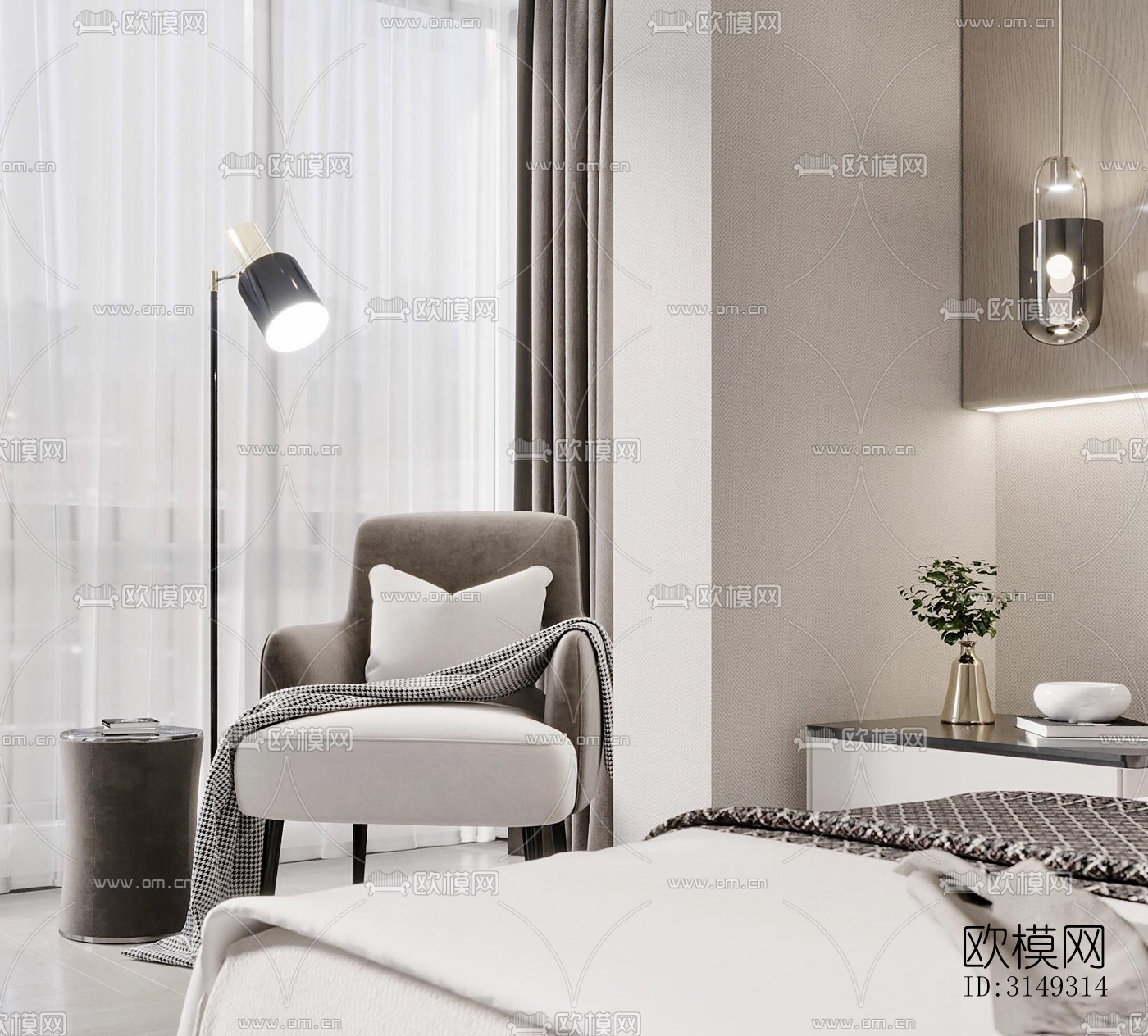 现代平层效果图下载（渲染图12）