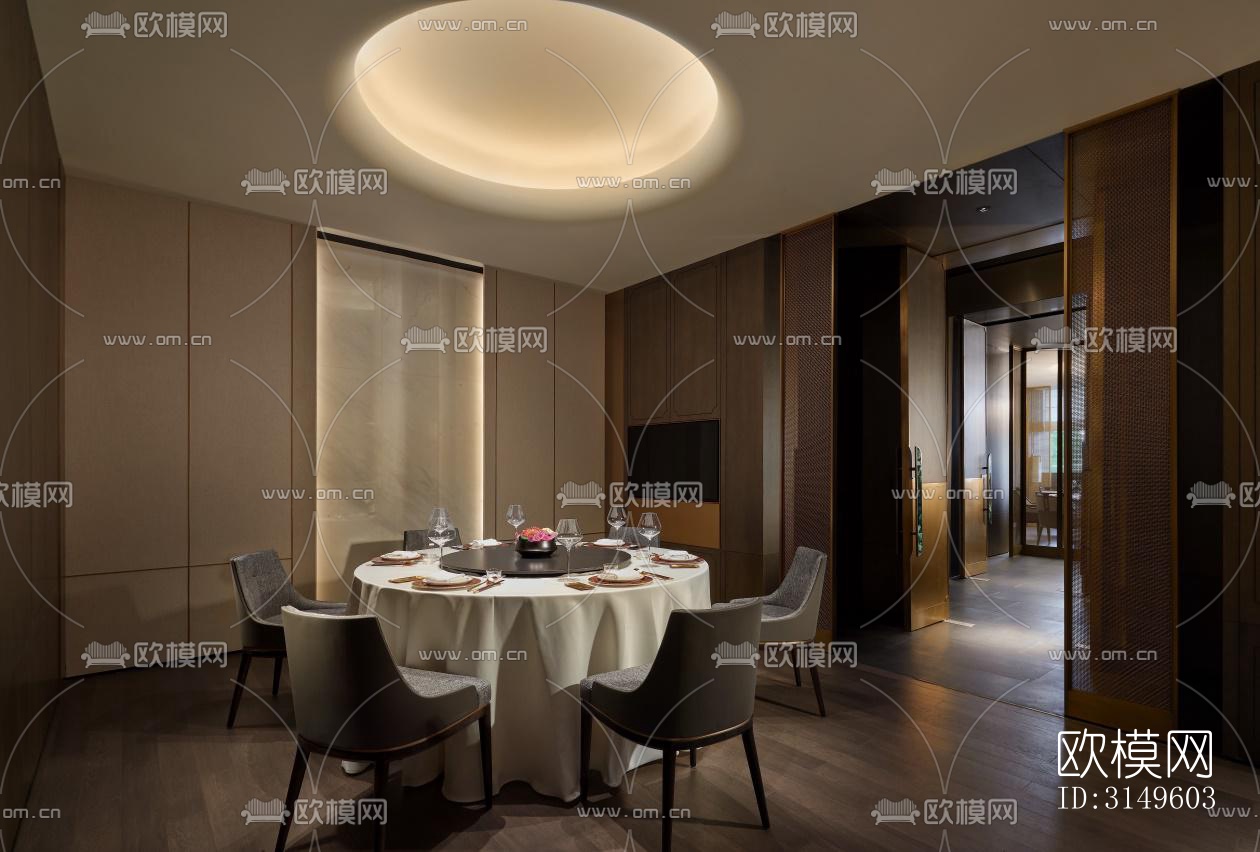 新中式餐厅效果图下载（渲染图5）