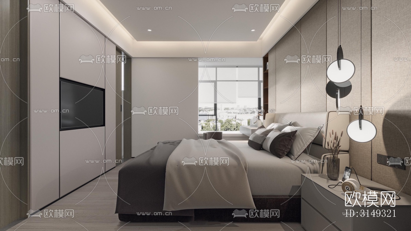 现代平层效果图下载（渲染图10）