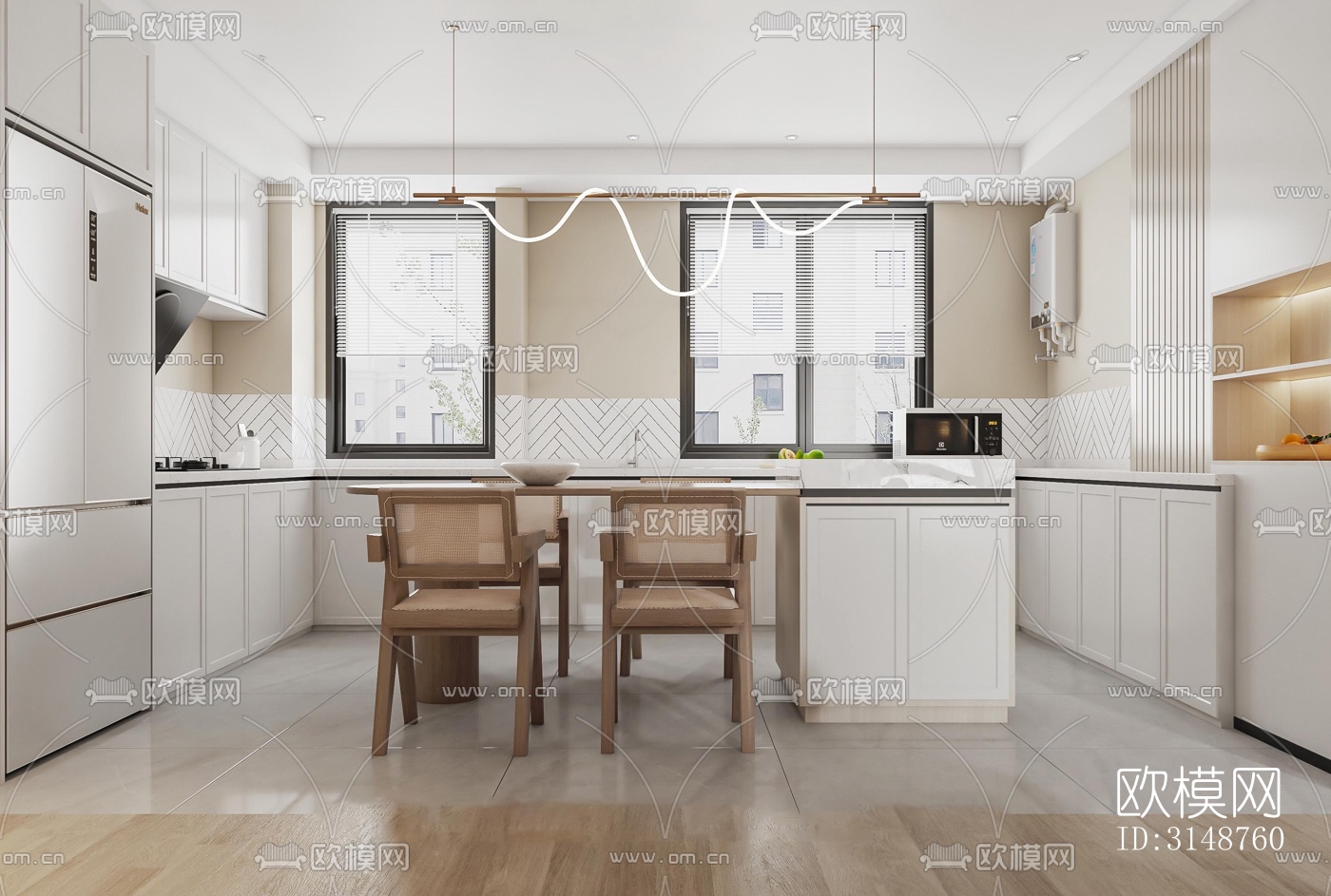 侘寂平层效果图下载（渲染图3）