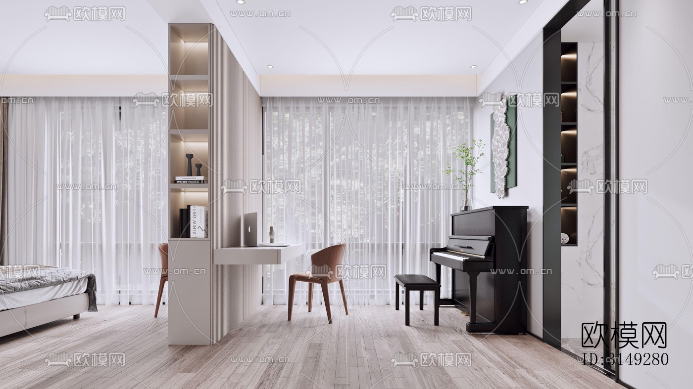 现代平层效果图下载（渲染图2）