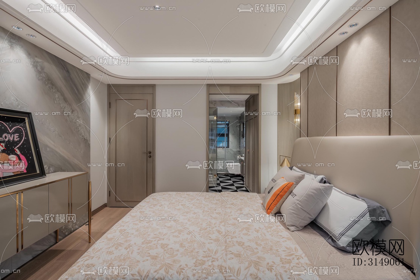 欧式平层效果图下载（渲染图12）