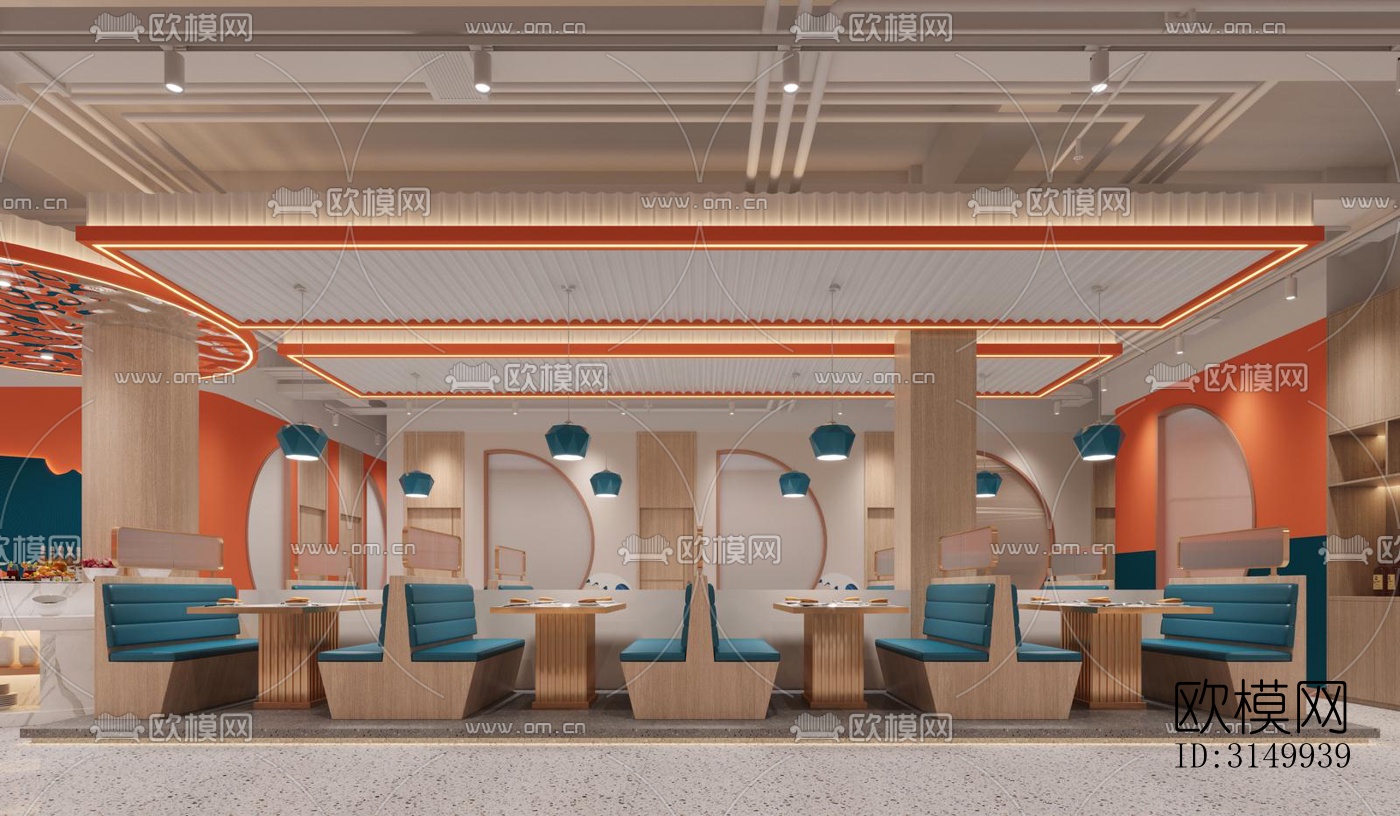 现代火锅烤肉效果图下载（渲染图3）