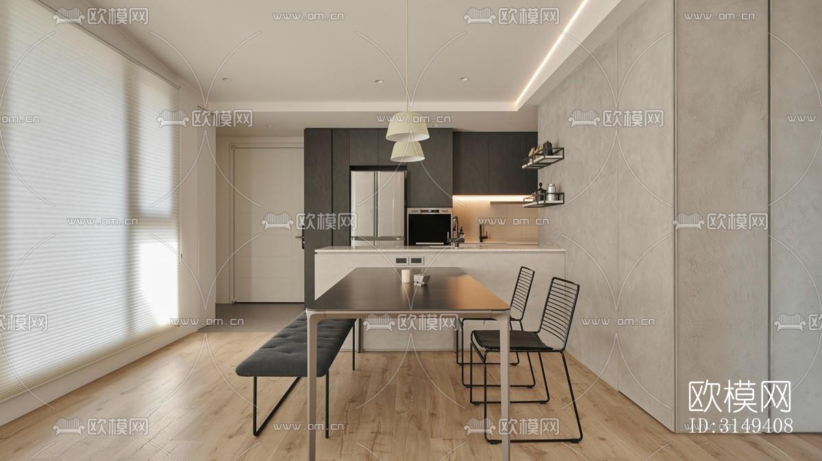 现代平层效果图下载（渲染图2）