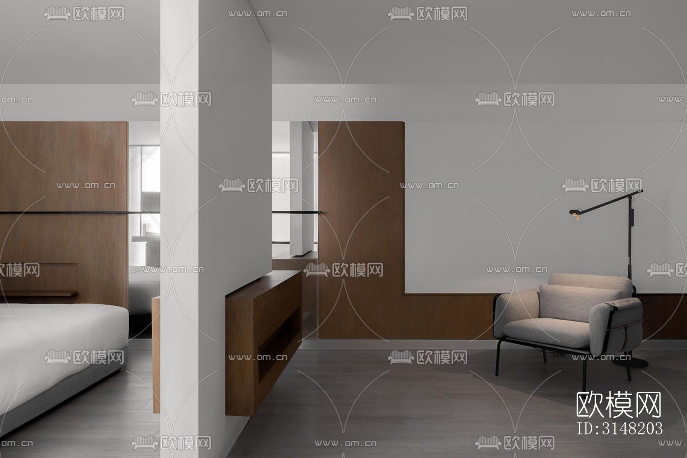 高级灰酒店民宿效果图下载（渲染图3）