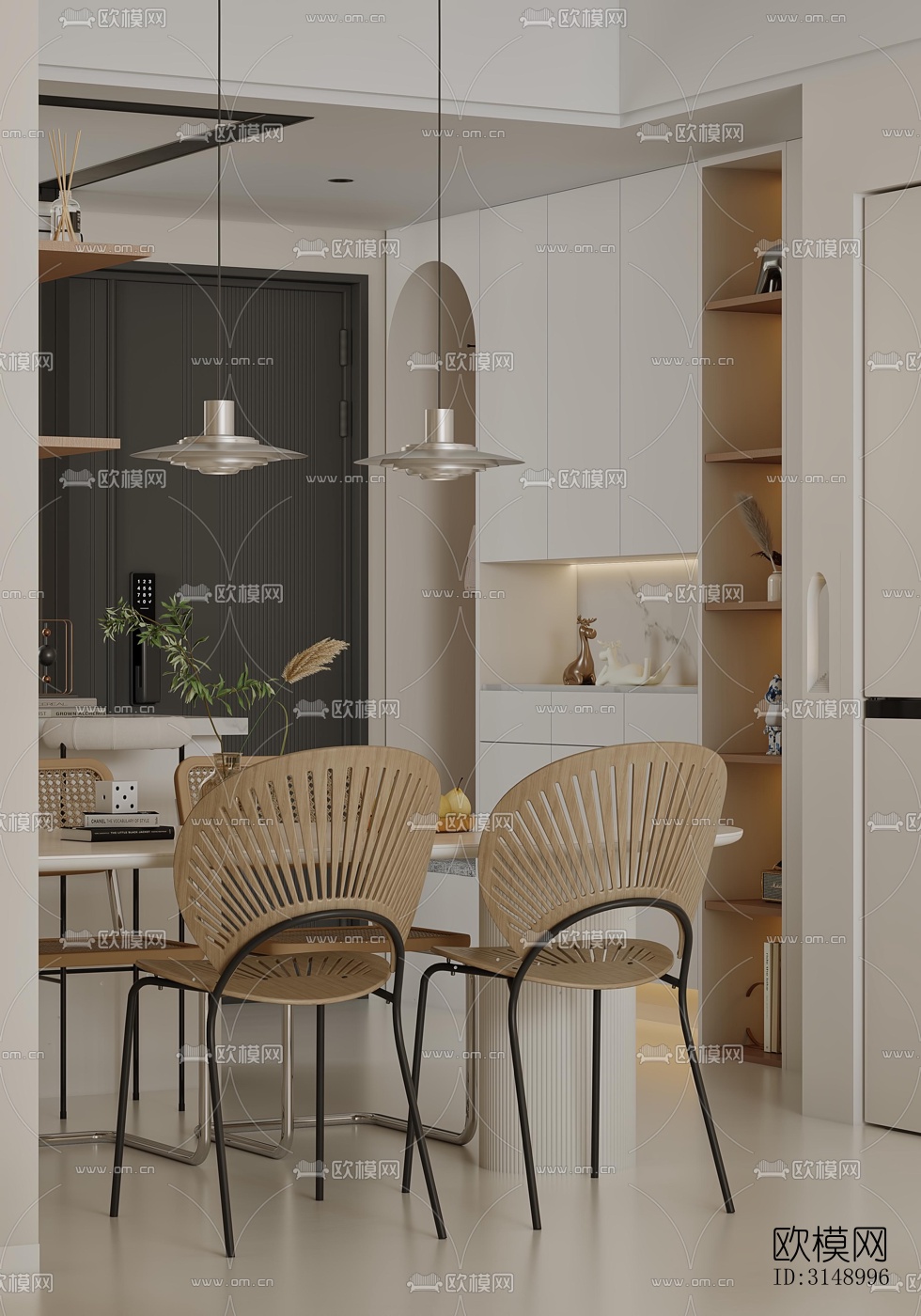 奶油风平层效果图下载（渲染图3）