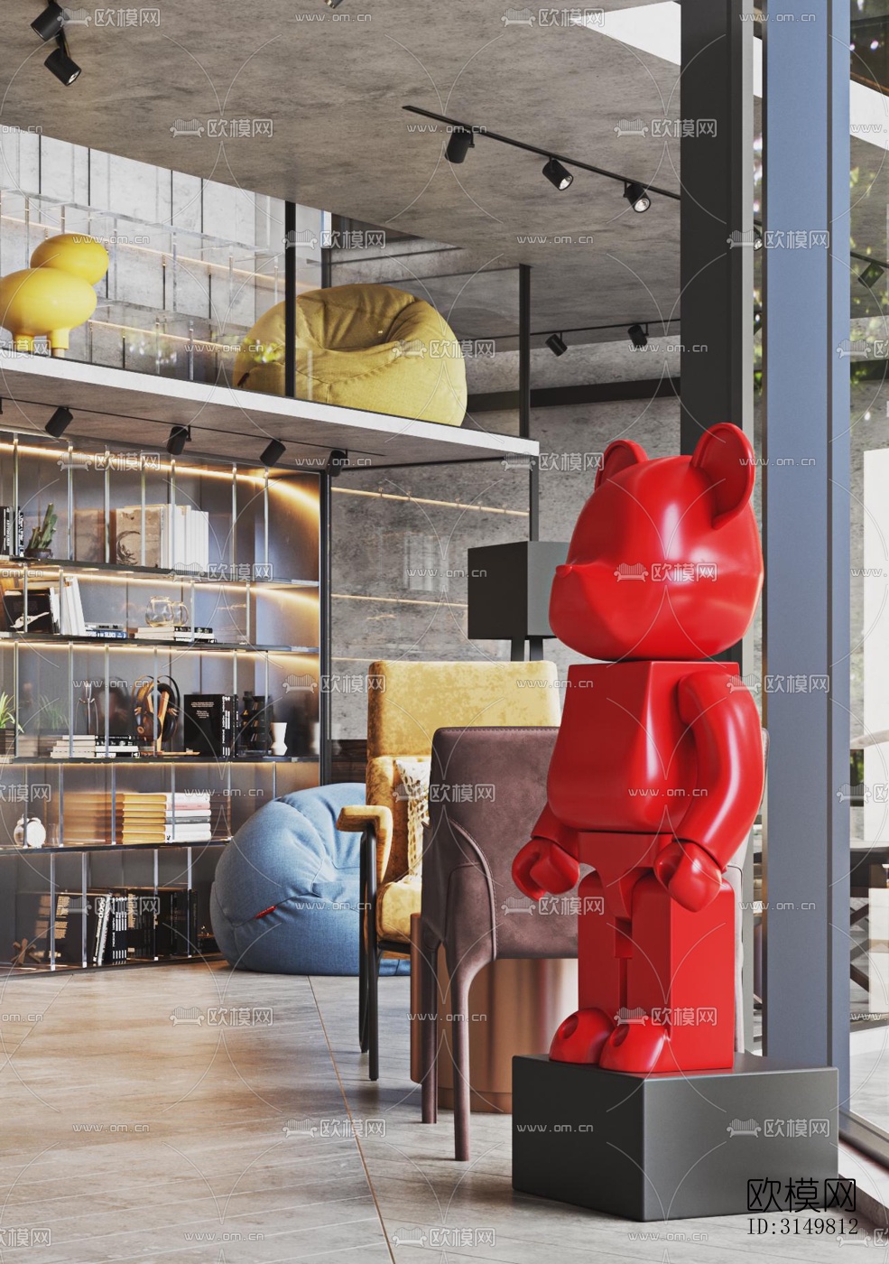 工业风咖啡奶茶效果图下载（渲染图10）