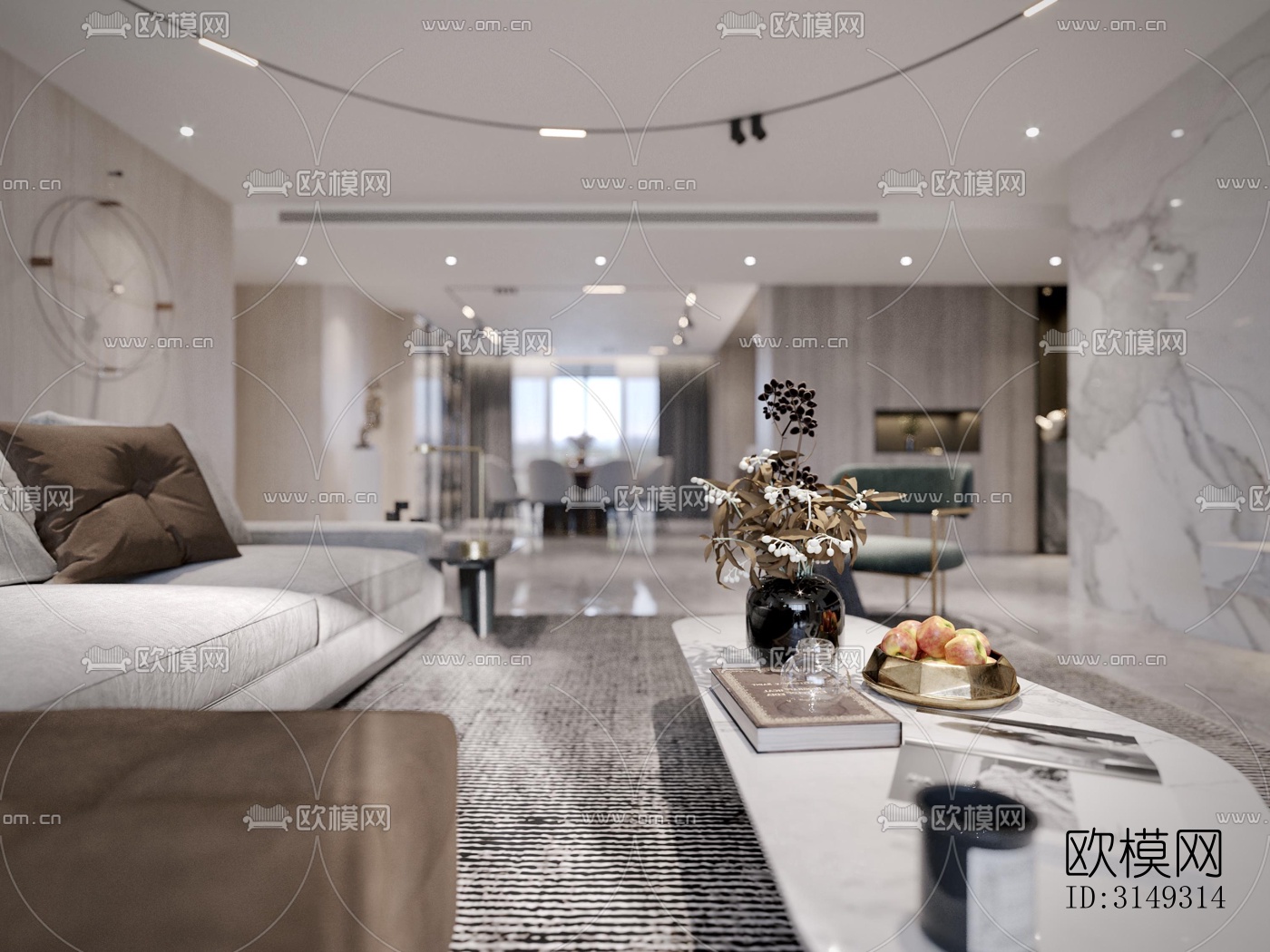 现代平层效果图下载（渲染图10）