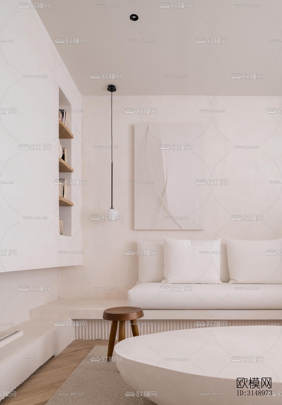 奶油风平层效果图下载（渲染图12）