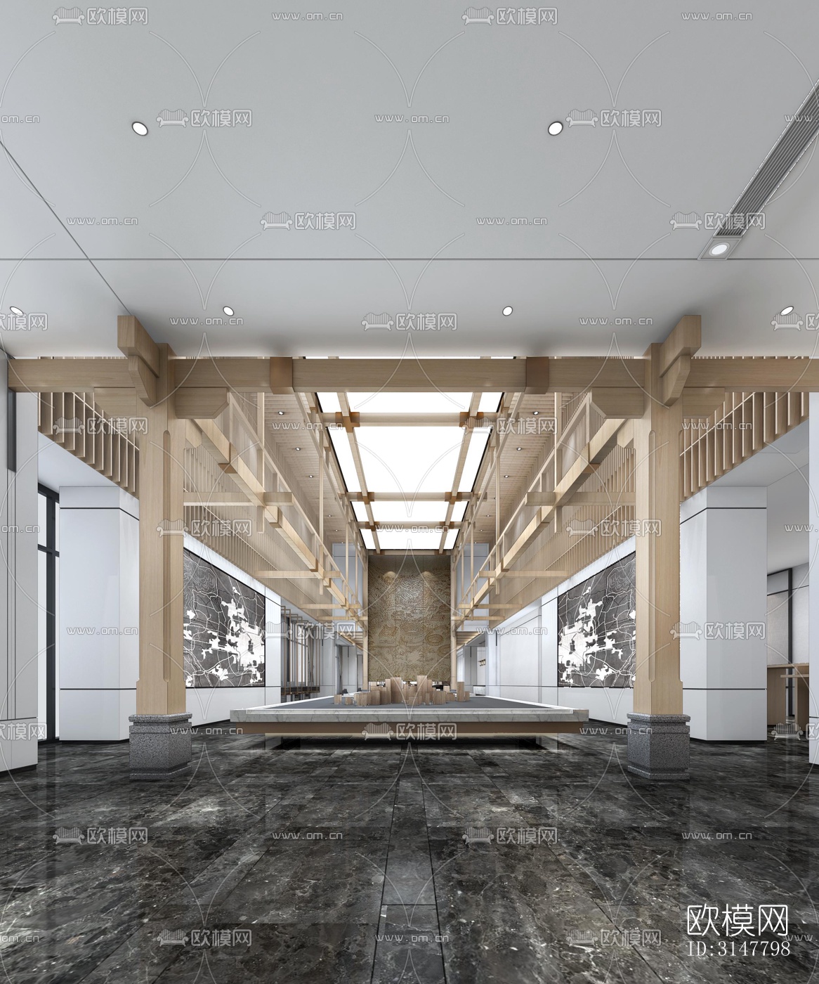 新中式售楼处效果图下载（渲染图7）