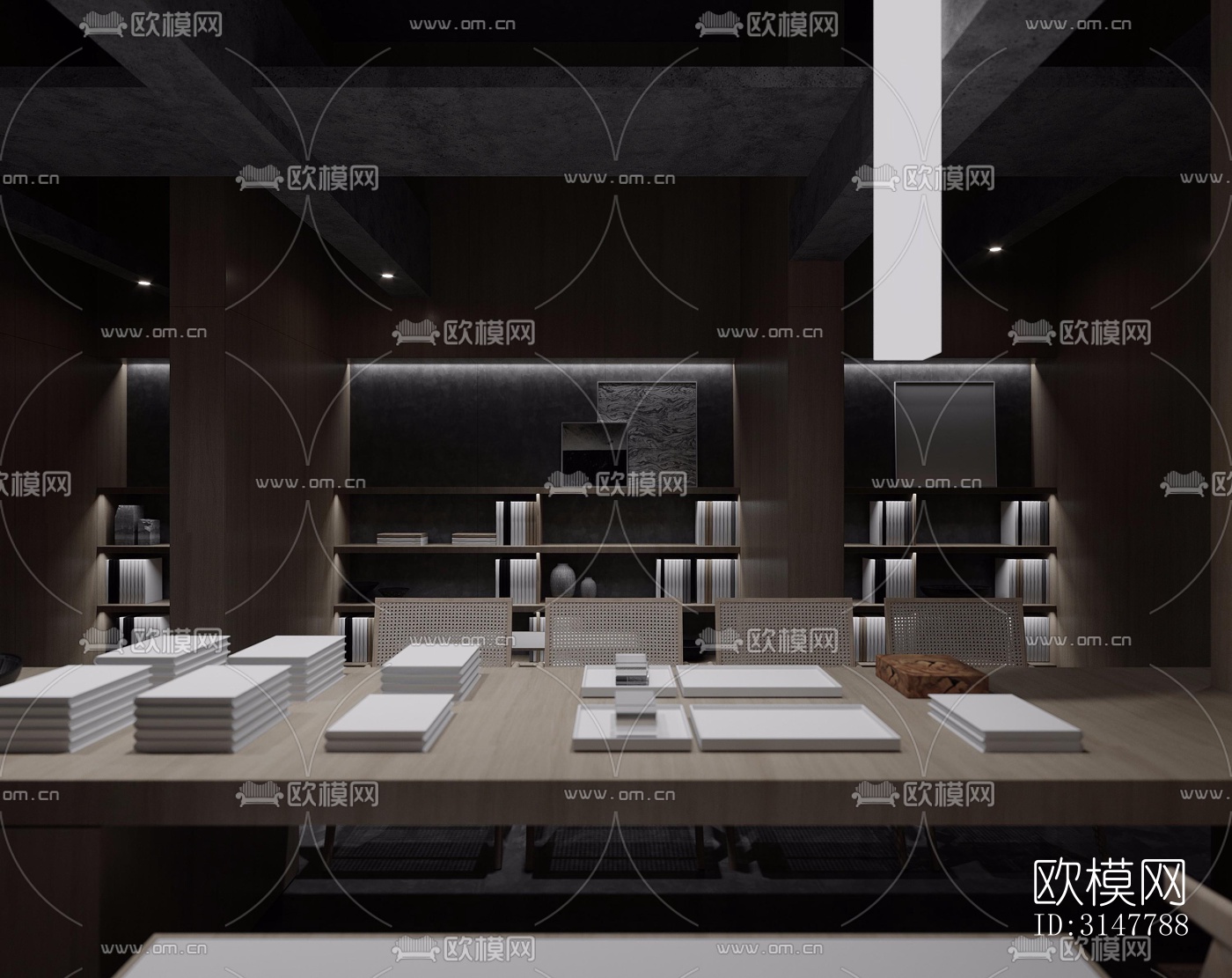 高级灰图书馆效果图下载（渲染图4）