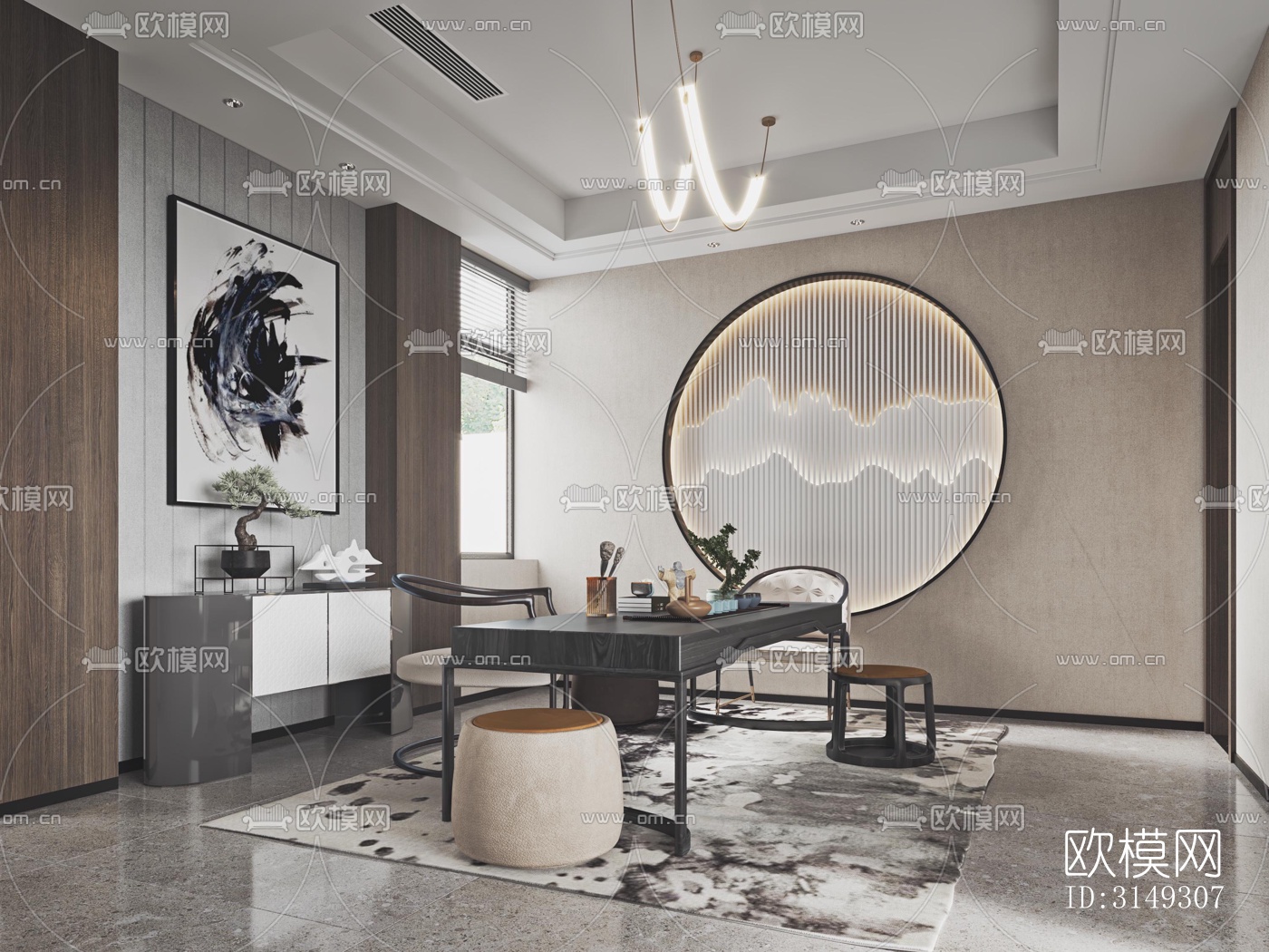 现代平层效果图下载（渲染图6）