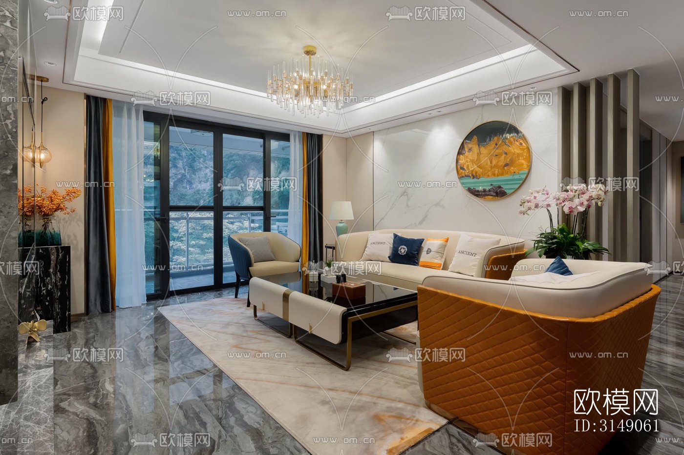 欧式平层效果图下载（渲染图2）