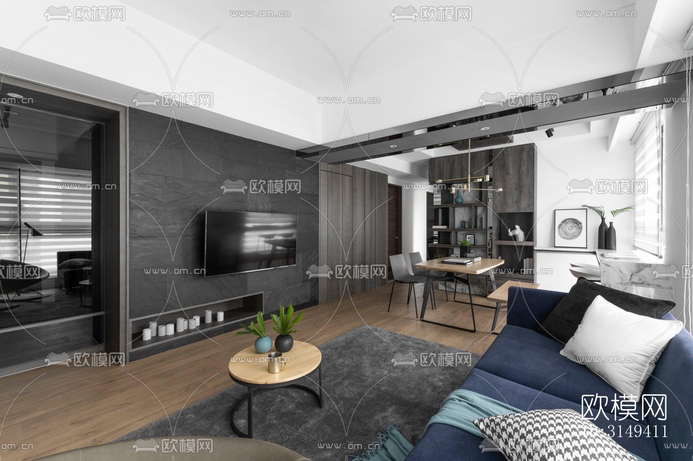 现代平层效果图下载（渲染图6）