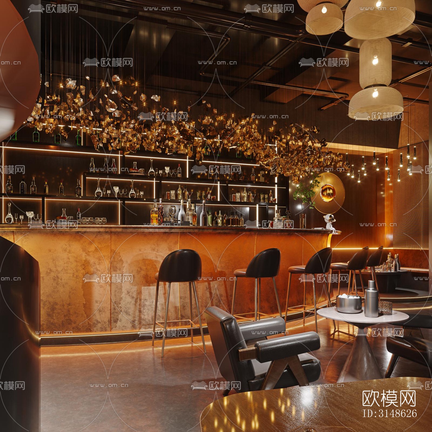 高级灰酒吧效果图下载（渲染图9）