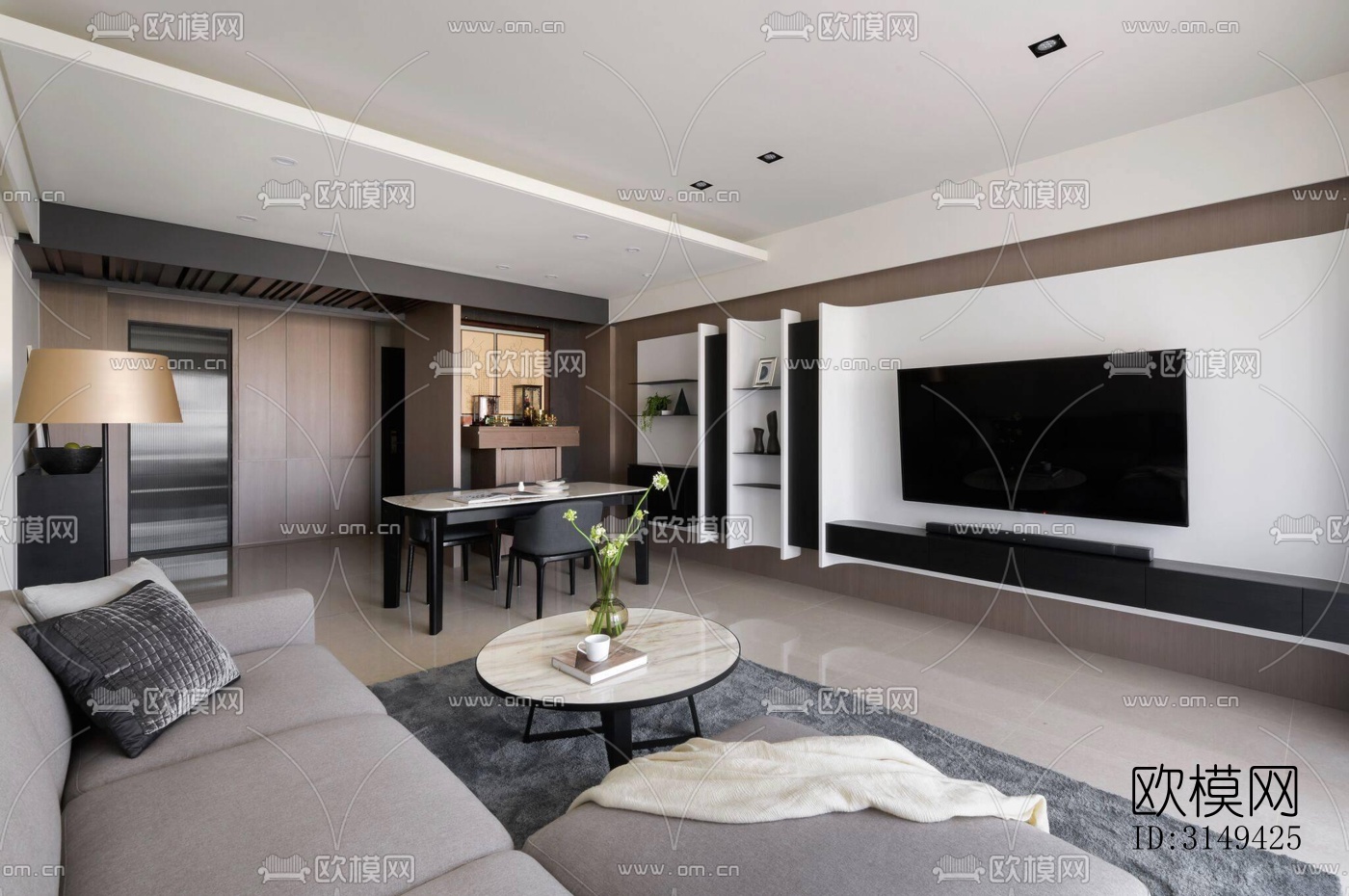 现代平层效果图下载（渲染图10）