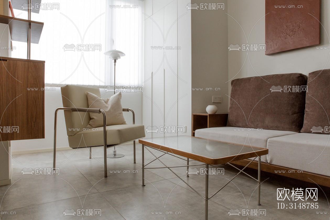 侘寂平层效果图下载（渲染图2）