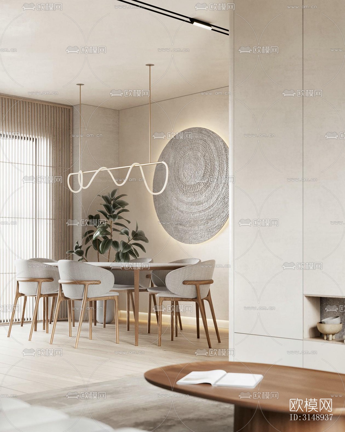 奶油风平层效果图下载（渲染图8）