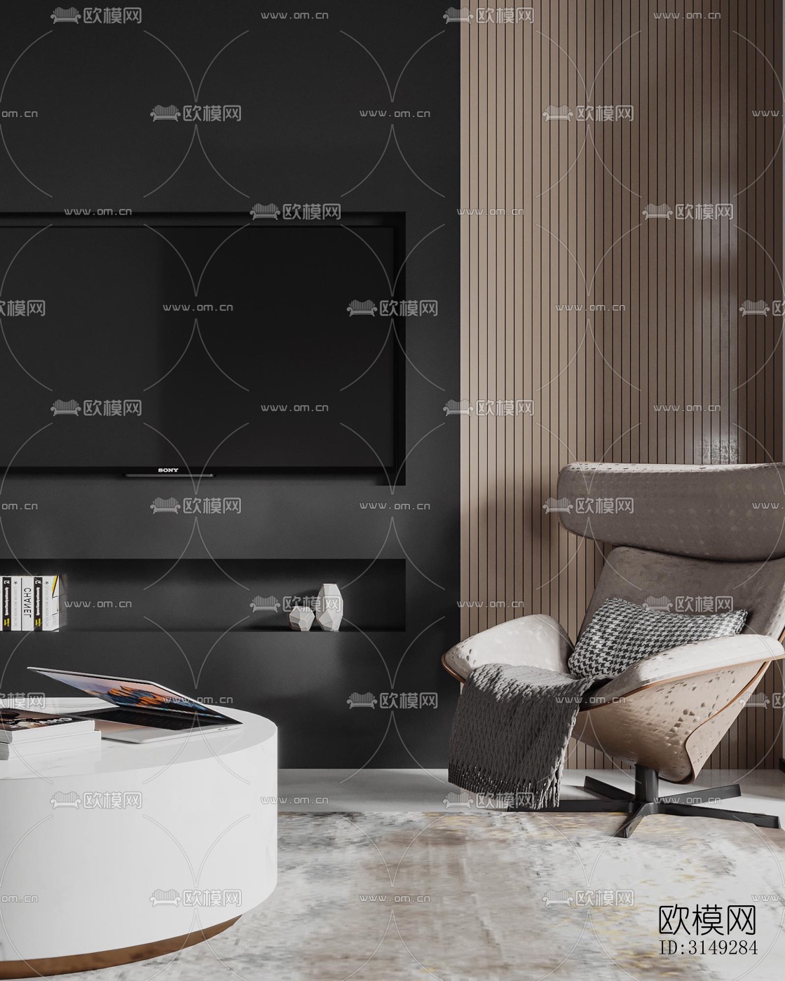 现代平层效果图下载（渲染图8）