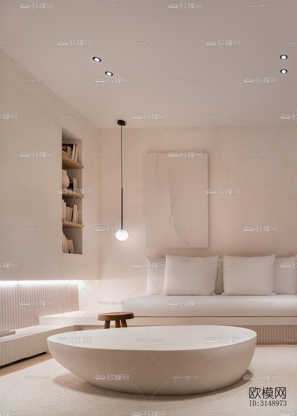 奶油风平层效果图下载（渲染图2）