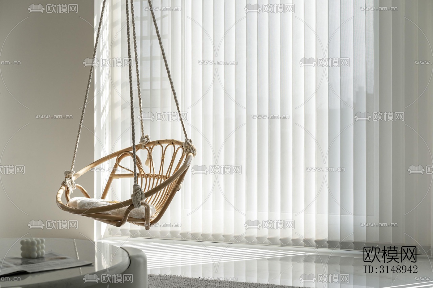 奶油风平层效果图下载（渲染图8）