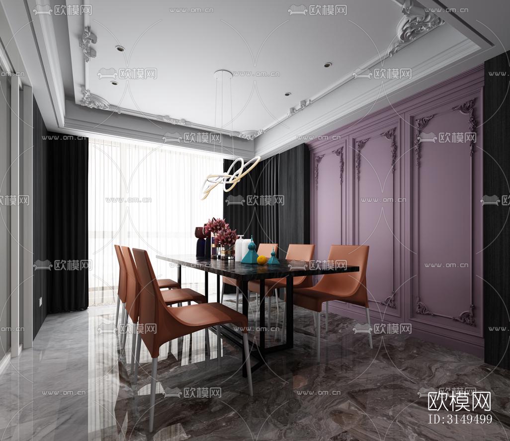 美式平层效果图下载（渲染图6）